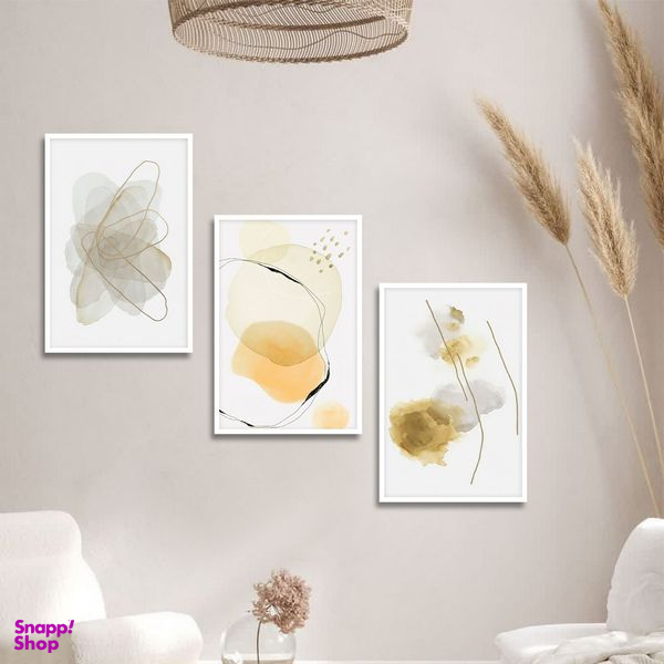 تابلو بکلیت طرح نقاشی مدرن مینیمال خطی مدل W-1795 مجموعه 3 عددی