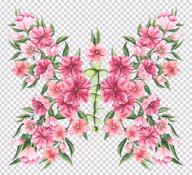 عکس PNG برگ با گل صورتی | گرافیک با طعم تربچه