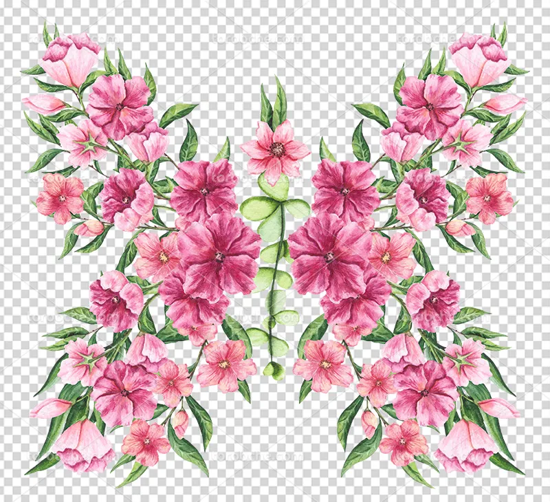 عکس PNG برگ با گل صورتی | گرافیک با طعم تربچه
