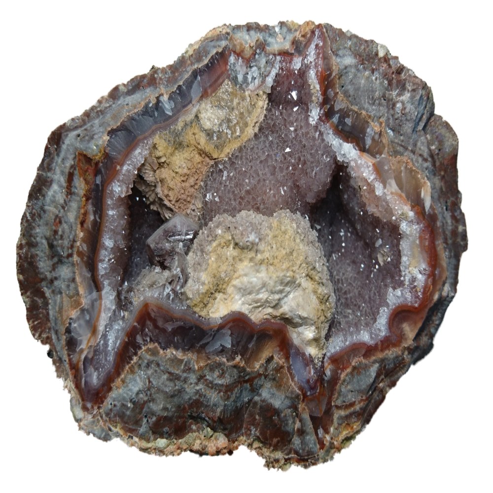 سنگ راف ژئود آمتیست با رگه های عقیق سرخ معدنی (زیبا و کلکسیونی و خاص)