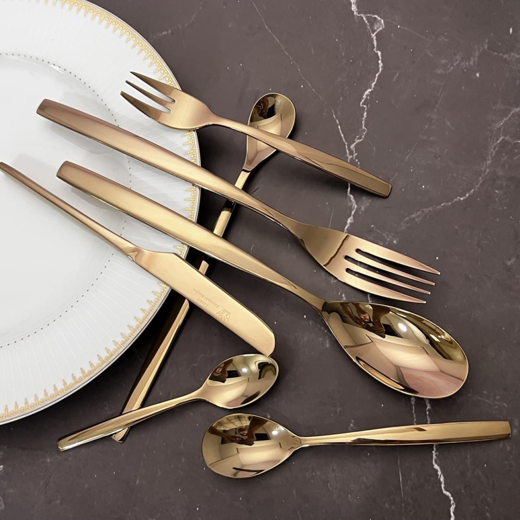 سرویس قاشق و چنگال 30 نفره اس جی S.G رزگلد 143 پارچه