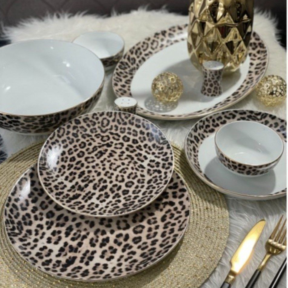 سرویس آرکوپال 26 پارچه شش نفره  طرح پلنگ قهوه ای  هزینه ارسال درب منزل