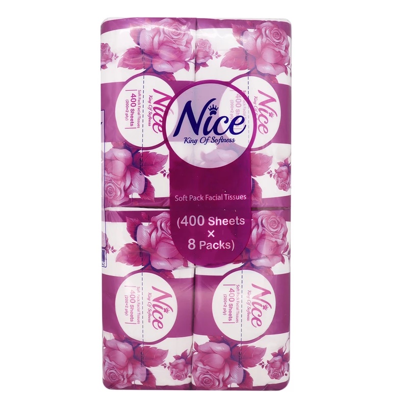 دستمال کاغذی 400 برگ نایس مدل Nylon بسته 8 عددی