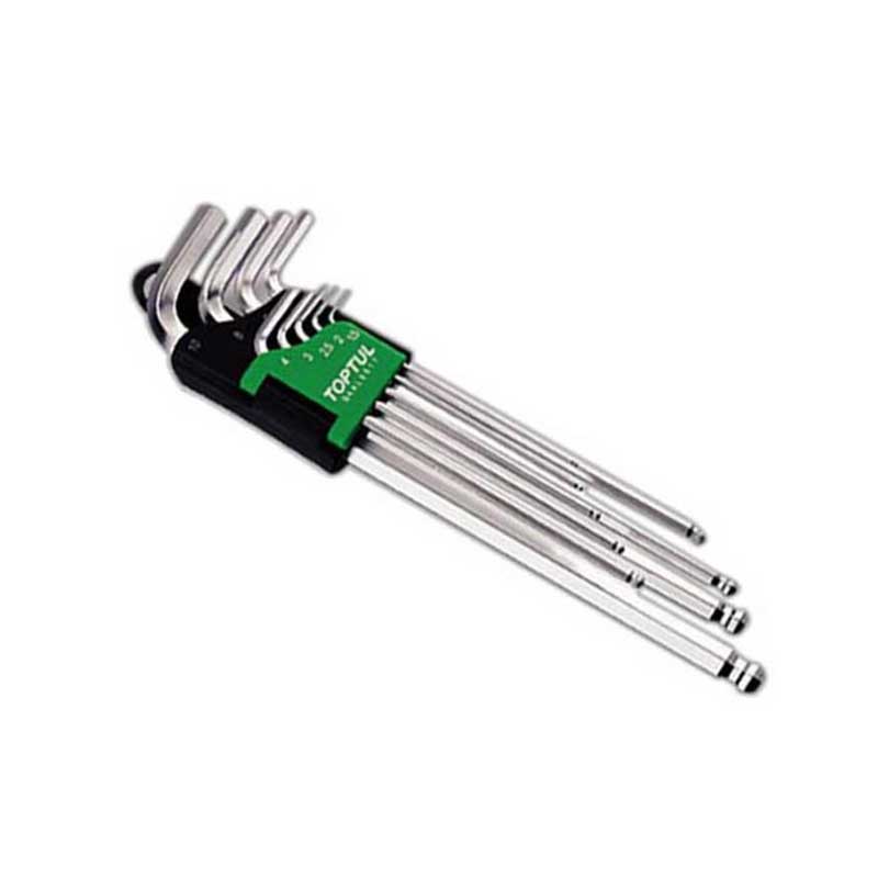 سری آلن بلند سرگرد تاپ تول مدل GAAL0917 TOPTUL 9 Piece Extra Long Ball End Hex Key Set