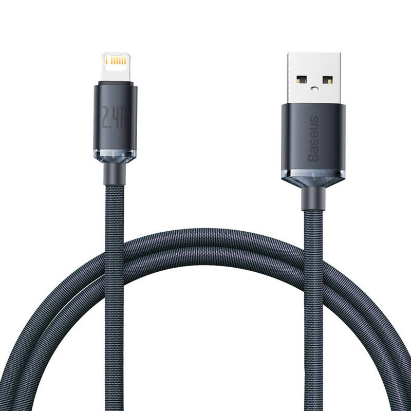 کابل شارژ Lightning آیفون از برند باسئوس مدل Crystal Shine CAJY 2.4A 1.2mBaseus Crystal Shine CAJY 2.4A 1.2m Lightning Cable