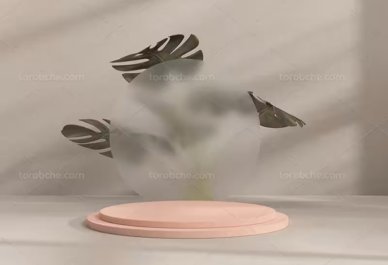 بک دراپ عکاسی محصولات با برگ سبز | گرافیک با طعم تربچه