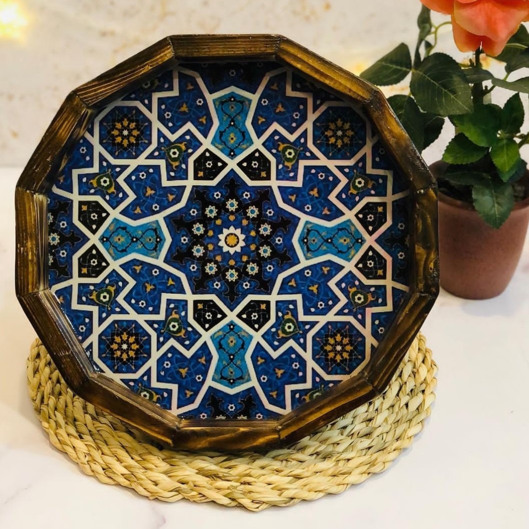 سینی چوبی و رزین دستساز