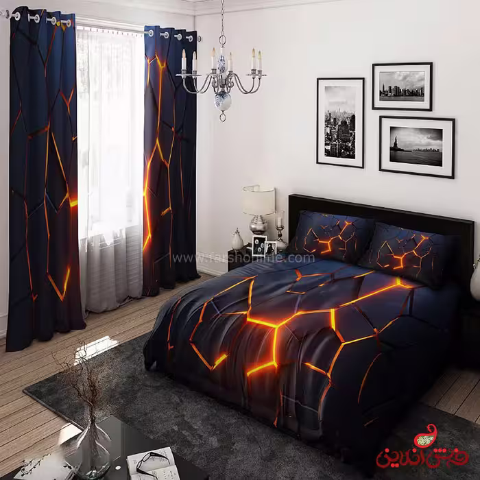 روتختی طرح اشکال هندسی مشکی فانتزی کد 15100