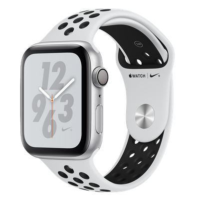 ساعت مچی هوشمند اپل واچ سری4 44 میلیمتر نایک پلاس با بند اسپرت Pure Platinum/Black Nike