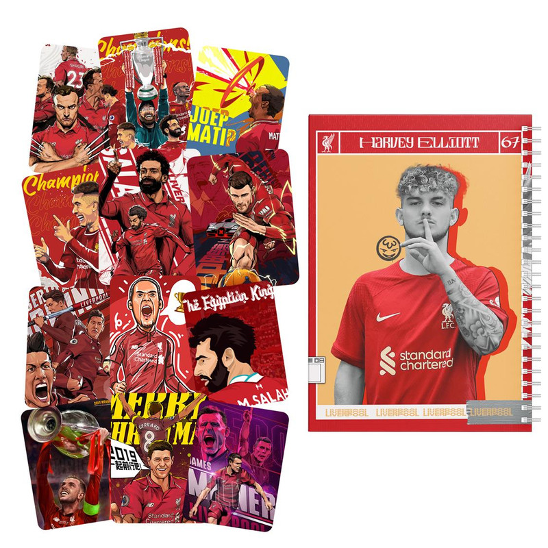 دفتر یادداشت باژیکان طرح فوتبالی لیورپول کد 20111642 به همراه برچسب مجموعه 12 عددی