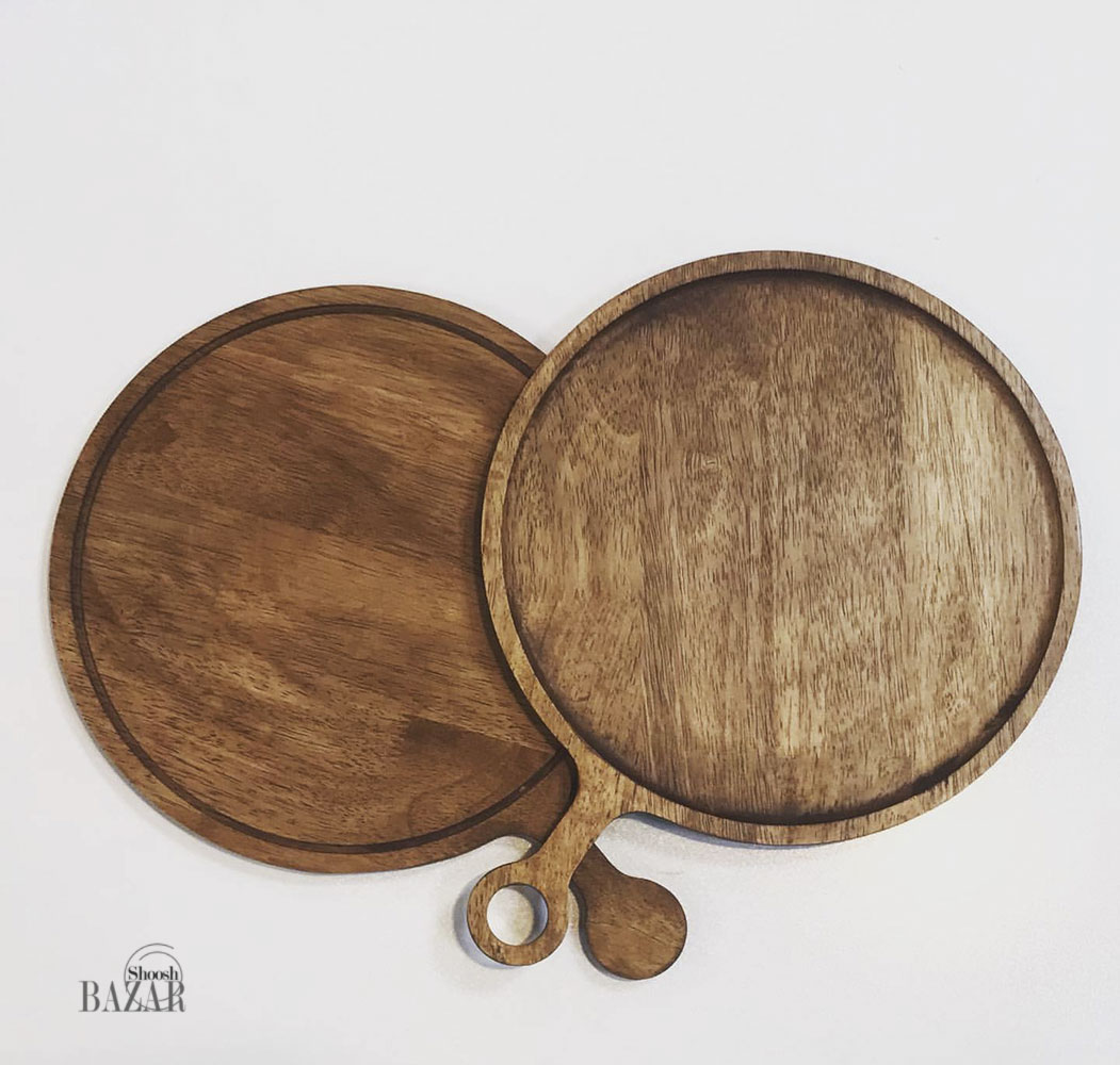 سینی سرو چوبی گرد راکتی بزرگ لبه دار کد 3370