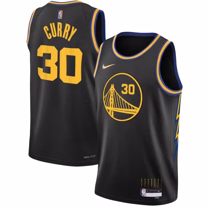 لباس بسکتبالی گلدن استیت واریرز مشکی شماره 30 بازیکن استفن کری | ورژن پلیری