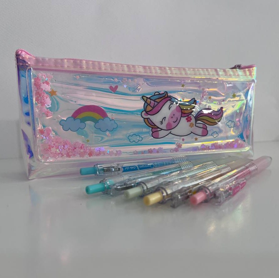 لوازم التحریر فانتزی جامدادی هولوگرامی آکواریومی طرح یونیکورن 