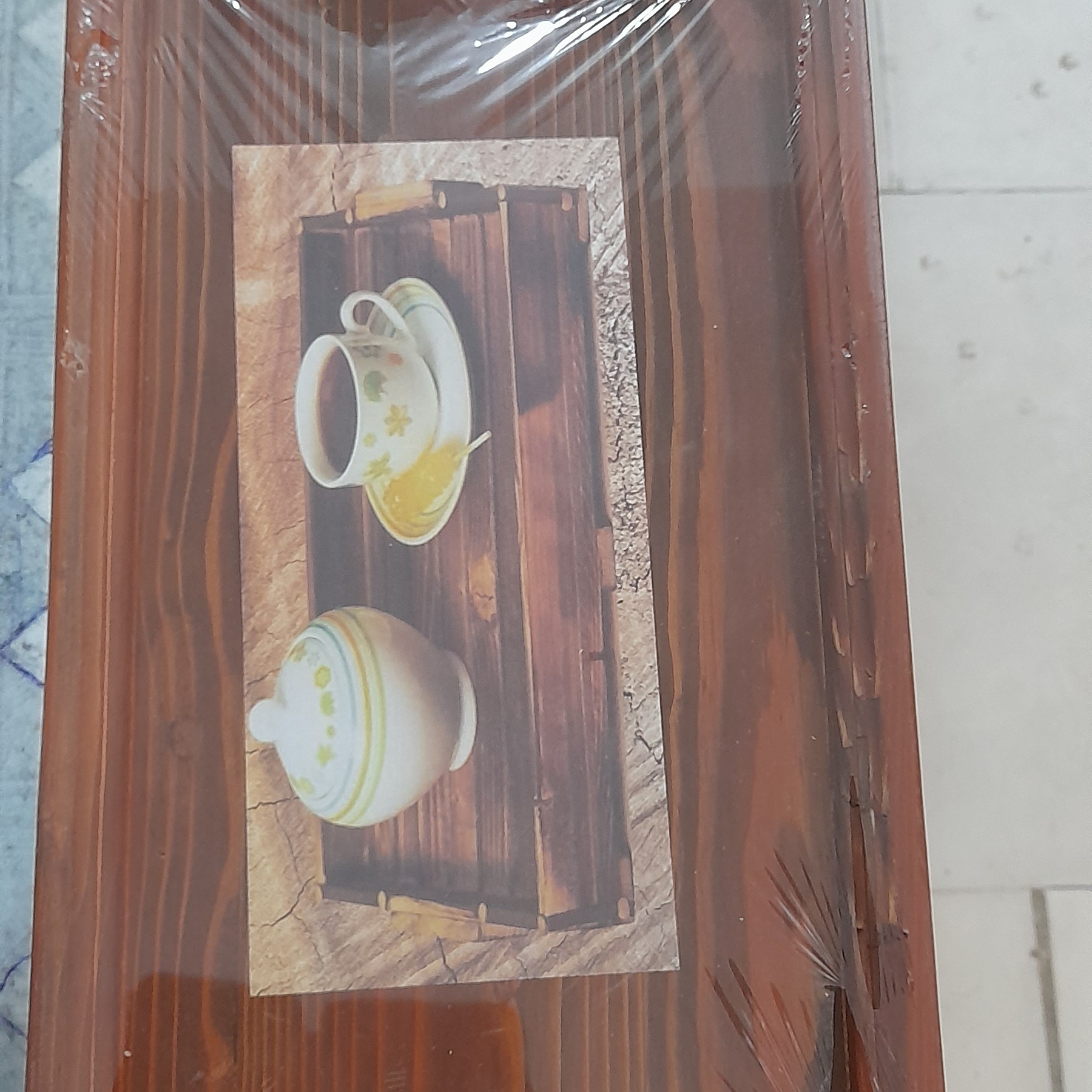 سینی چوبی سایز متوسط دسته استیل