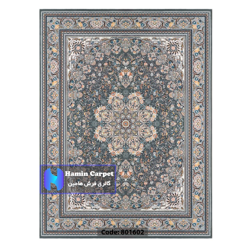 فرش 12 متری 700شانه تراکم 2550 نخ آکلریک رنگ زمینه متالیک کد AR801602