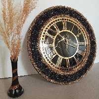 ساعت دورکریستال مشکی طلایی