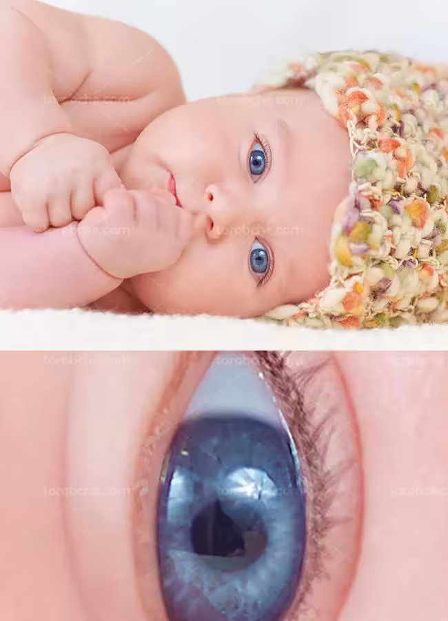 عکس با کیفیت نوزاد با چشمان آبی - گرافیک با طعم تربچه