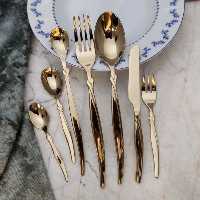 سرویس 30 نفره قاشق و چنگال لاکچری  طرح پاپیونی