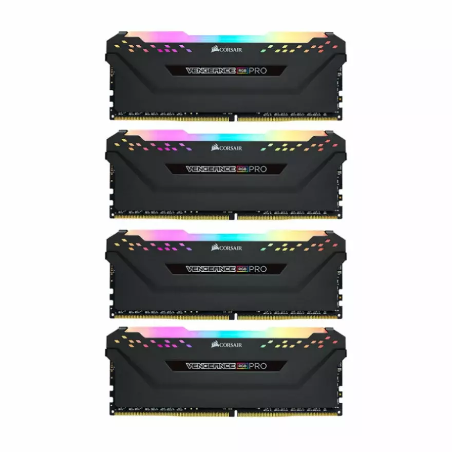 رم کورسیر VENGEANCE RGB Pro Black 64GB 16GBx4 3200MHz CL16