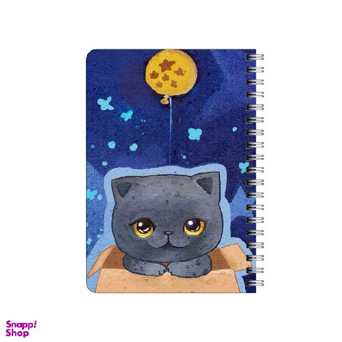دفترچه یادداشت بامبیلیپ مدل چوبی طرح گربه اسکاتیش و شب و ستاره کد 6354501