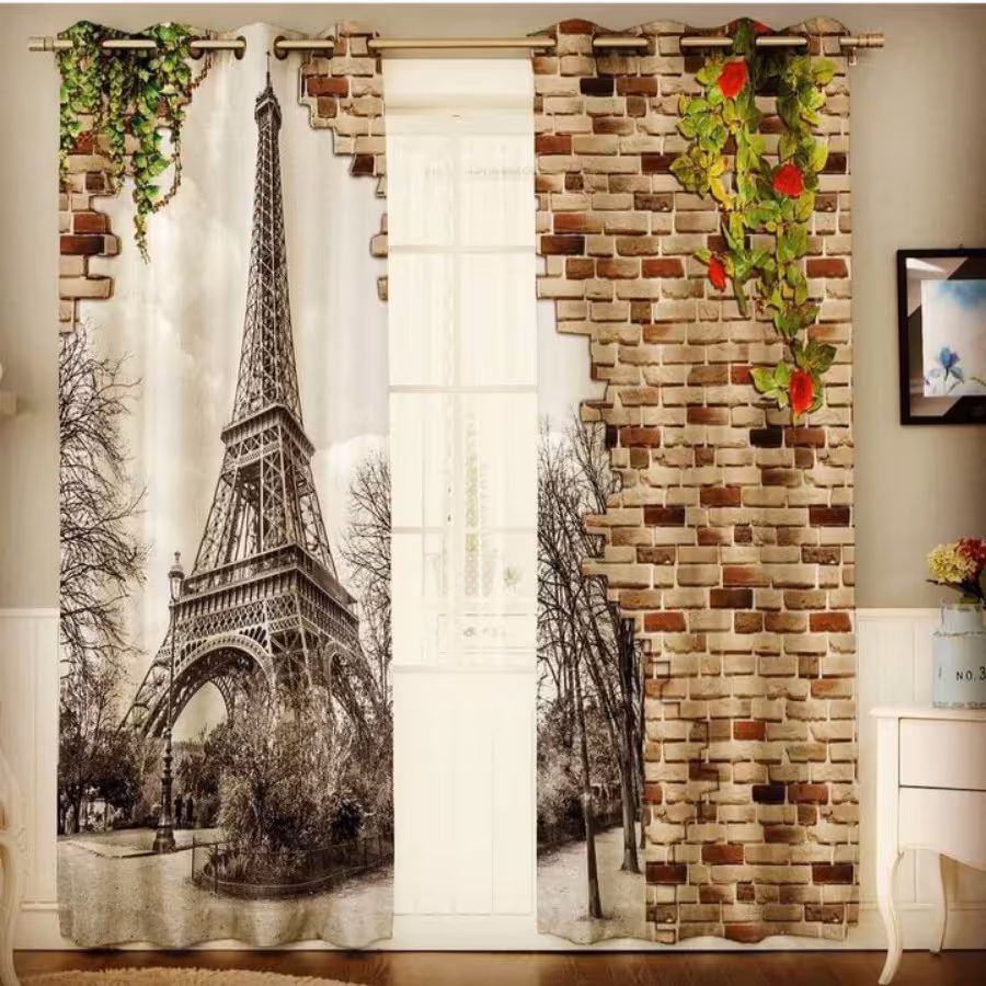 پرده چاپی پانچ طرح گُل کد386