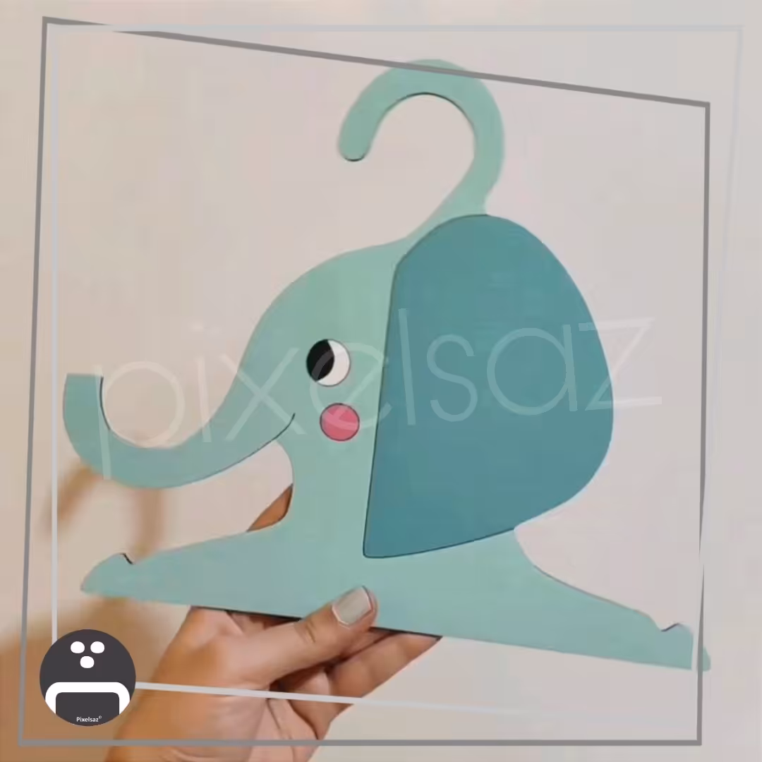چوب لباسی کودک طرح فیل آبی،طول 25 سانت