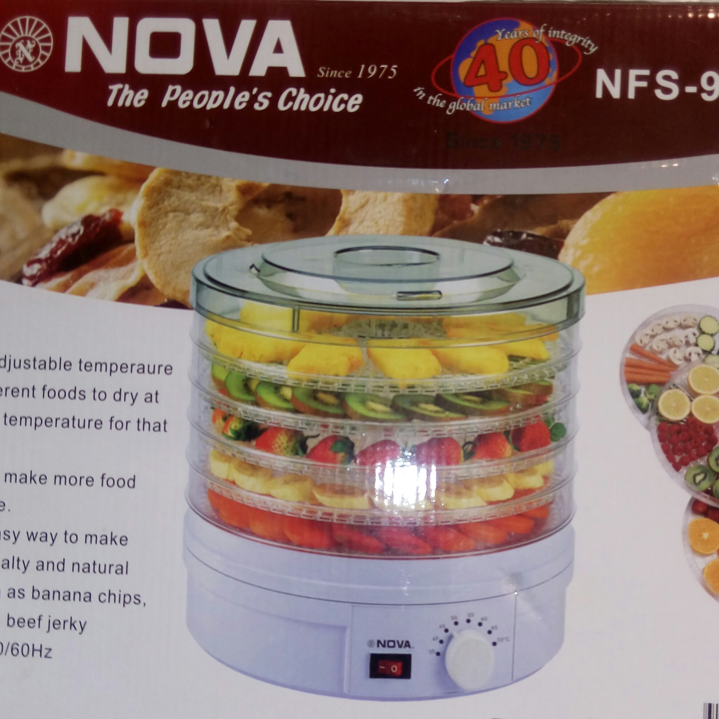میوه خشک کن برند نوا 5طبقه جادار وطبقات متحرک کیفیت بالا