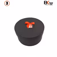 باکس کادویی دایره ای پاپیون دار مشکی سایز سه