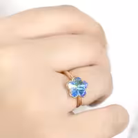 انگشتر برند ژوپینگ نگین سوارسکی آبی سایز 6 کد 8261