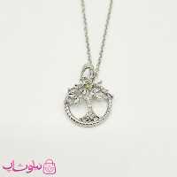 گردنبند دخترانه مدل درخت زندگی نقره ای کد 1088
