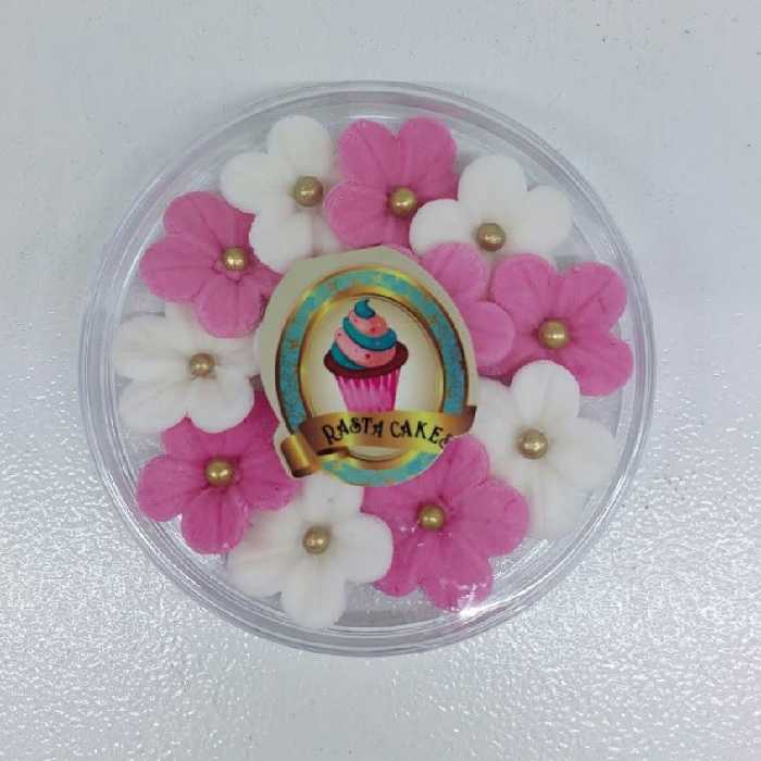 گل قند تزئینی طرح گل مرواریددار صورتی و سفید