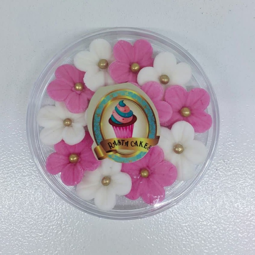 گل قند تزئینی طرح گل مرواریددار صورتی و سفید