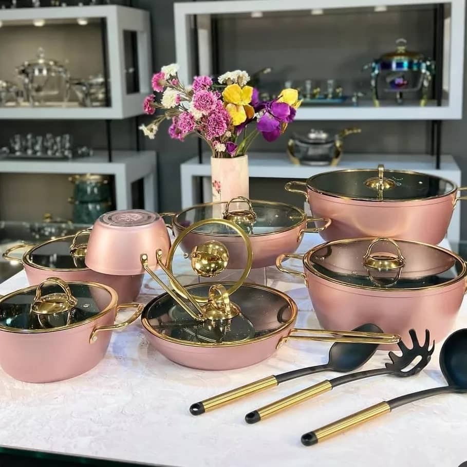 سرویس قابلمه گرانیتی 17پارچه  kzp  (ارسال با باربری و پس کرایه)