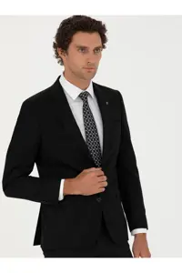 کت مشکی مردانه ژاکت SLIM FIT اورجینال کاشارل Cacharel