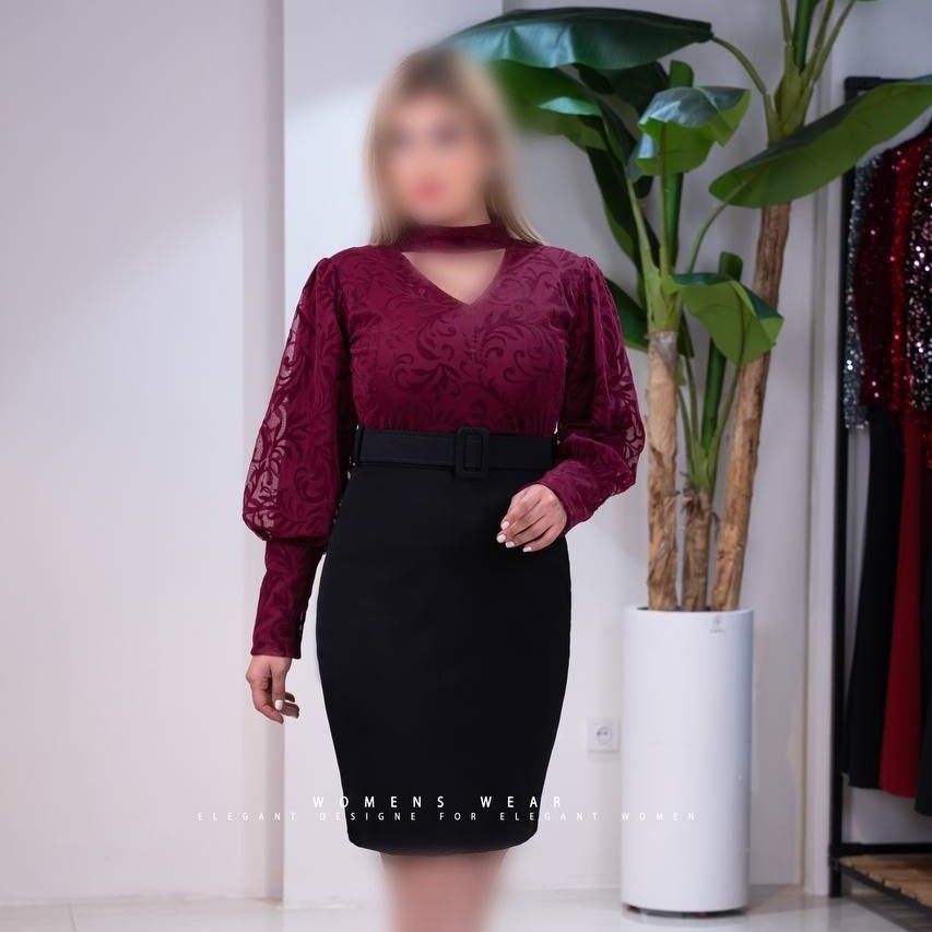لباس مجلسی دخترانه و زنانه کرپ کش و فلوک کره ای سایز 38 تا 50