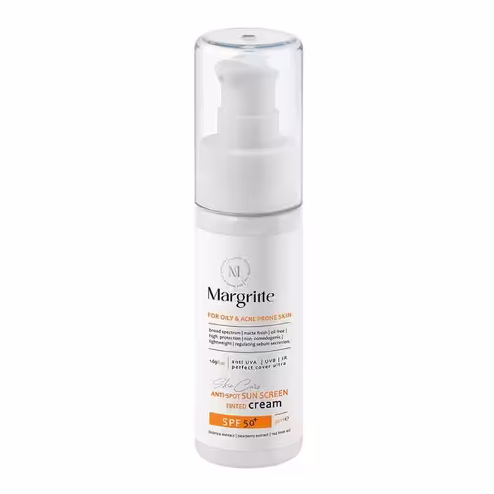 ضد آفتاب و روشن کننده رنگی مناسب پوست چرب و مستعد آکنه   SPF50 بژ طبیعی بژ طبیعی  مارگریت