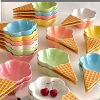 بستنی خوری 6 عددی سرامیکی  مدل قیفی یا حصیری