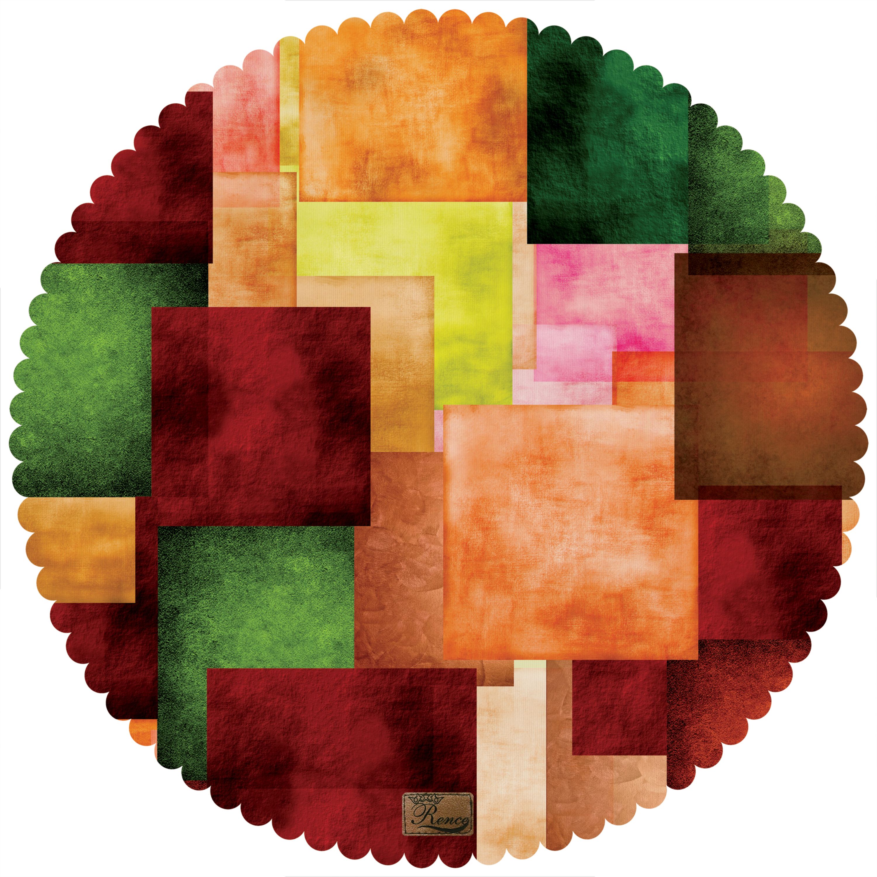 رومیزی مخمل طرح رنگی سایز 90 در 95 مدل T2-443 شرکت رنس