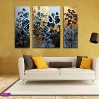 تابلو شاسی بکلیت طرح نقاشی مدرن شاخه برگ و گل مدل SH-1621 مجموعه 3 عددی