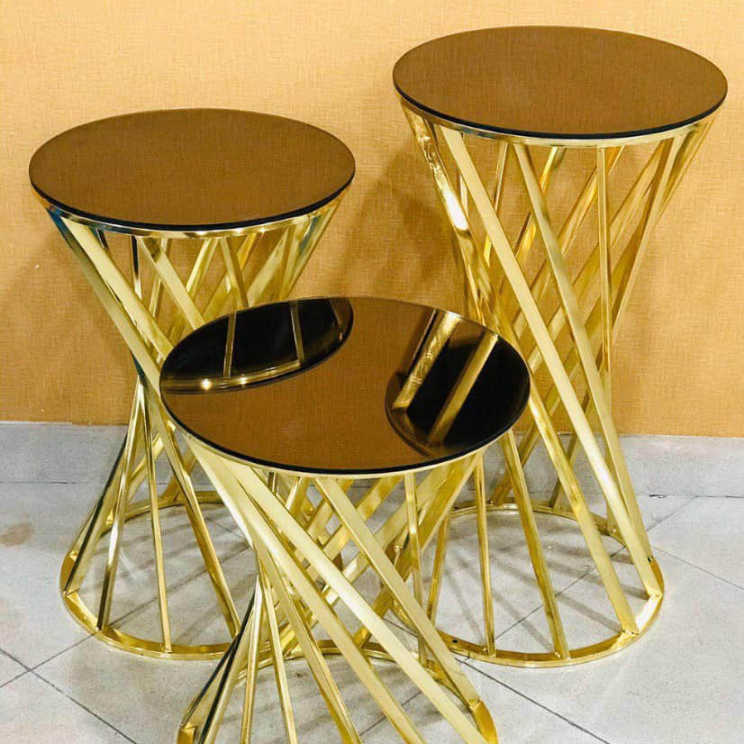 میز عسلی فلزی 3 پارچه مدل پیچ 