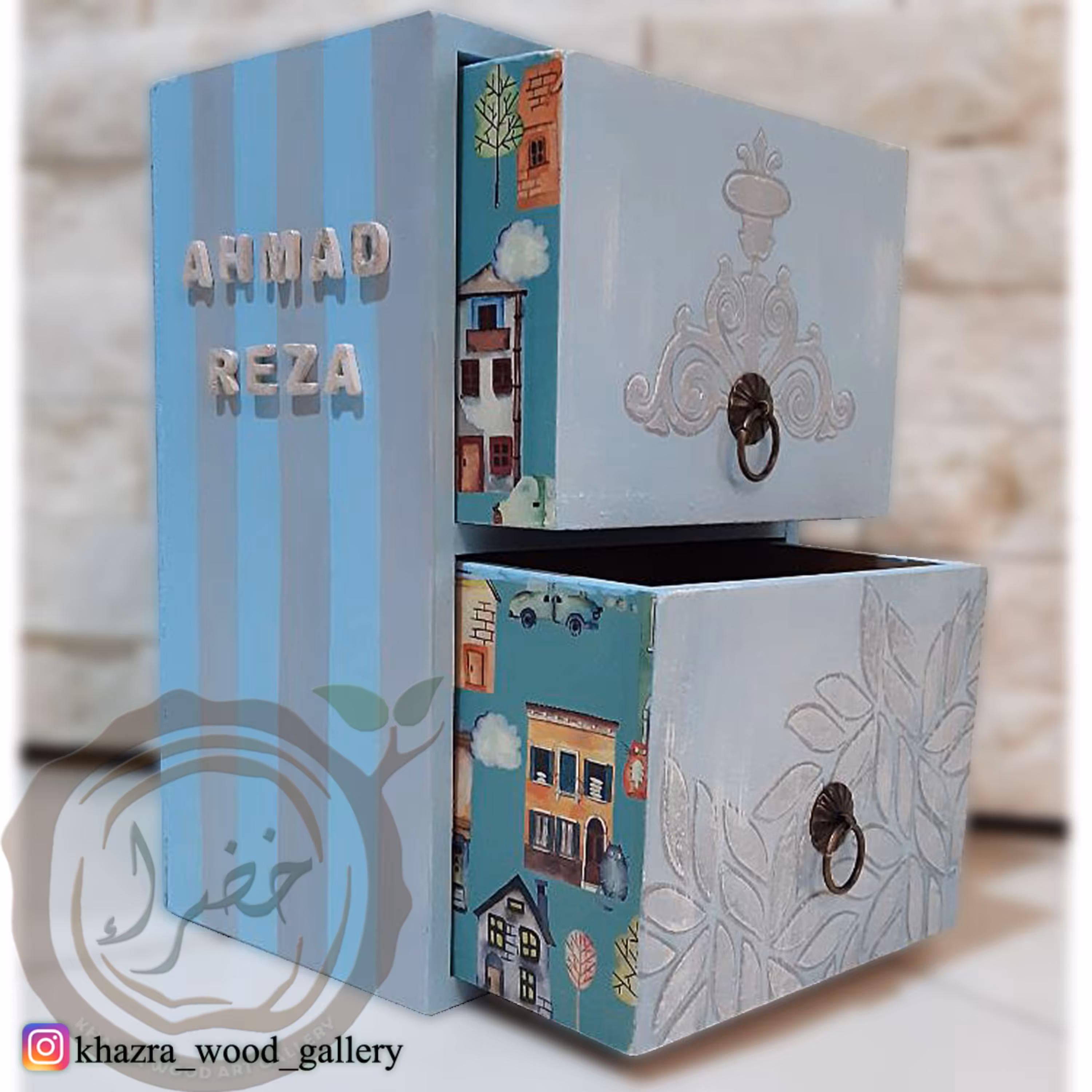 باکس چوبی کشودار-کد B09