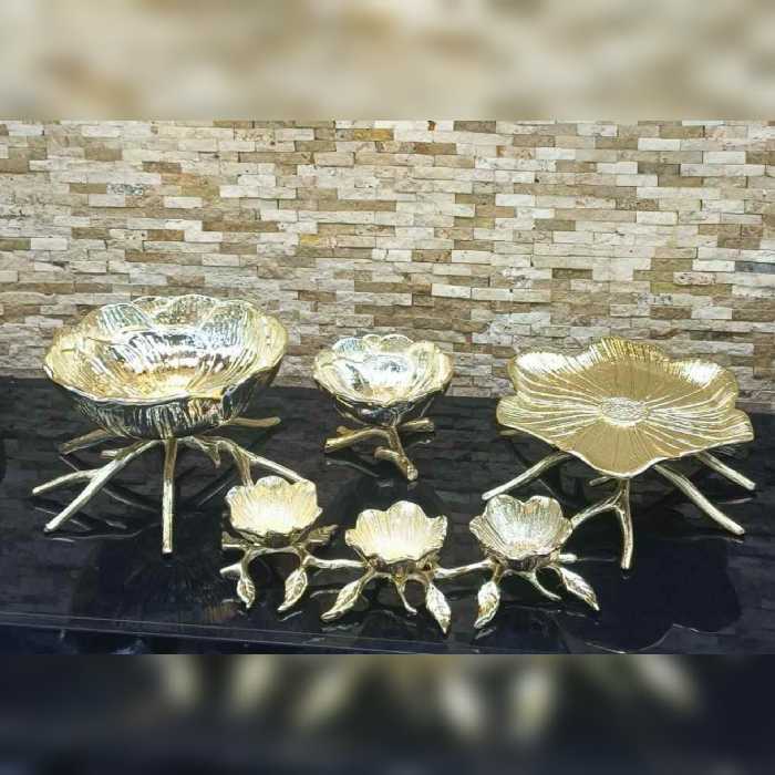 سرویس پذیرایی لوتوس طلایی براق جنس آلومینیوم درجه1 (پس کرایه)