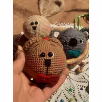 عروسک پک سه تایی جاسویچی حیوانات کله گنده دستباف ناری