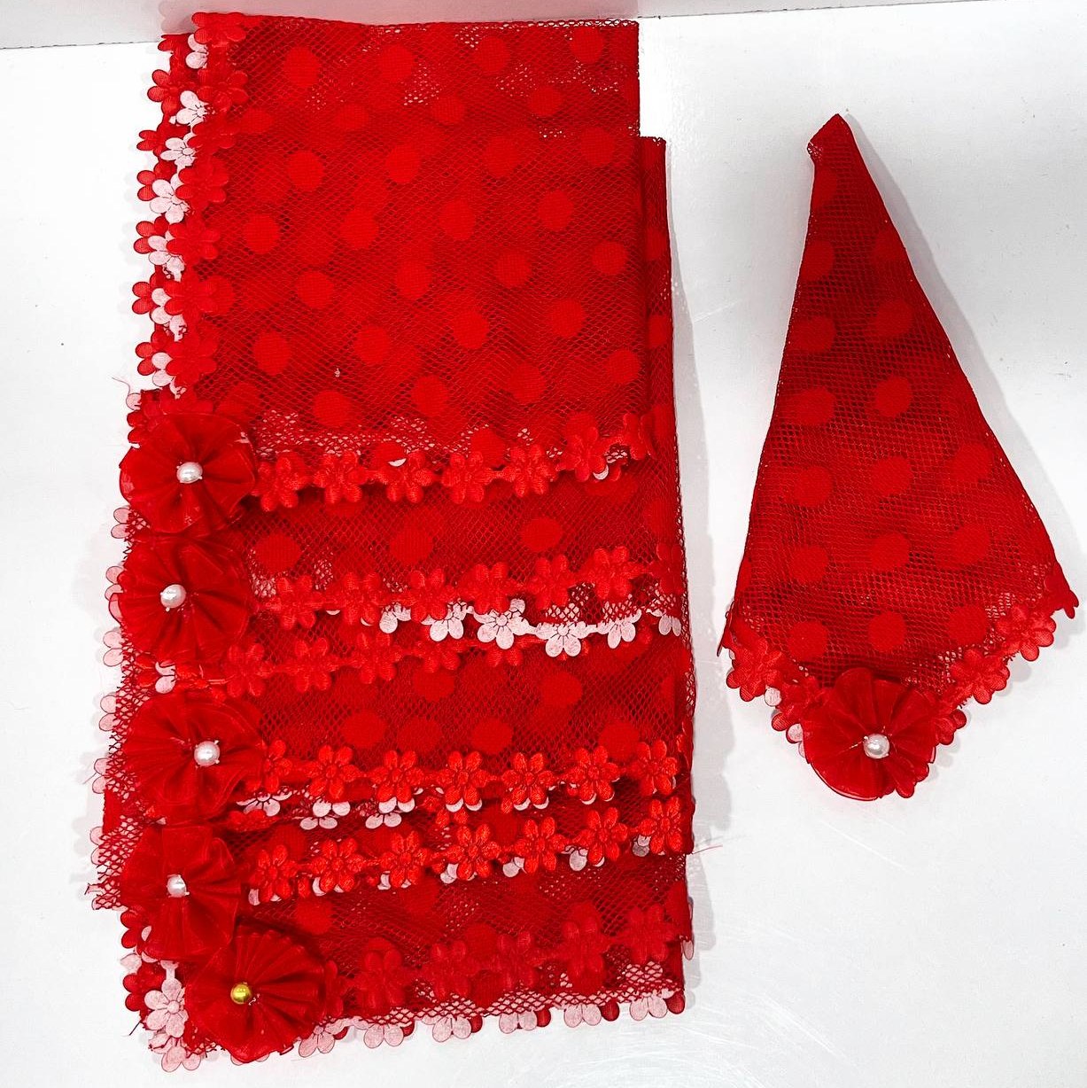 دستمال رقص پاپیون ساتن با مروارید