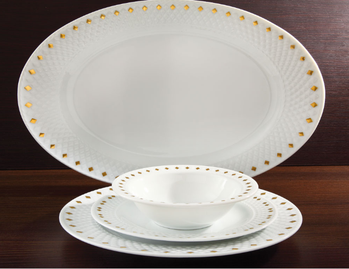 سرویس غذاخوری28 پارچه چینی زرین ایران سری شهرزاد مدل گلدن دایمند درجه یک Zarin dimond 28 Pcs