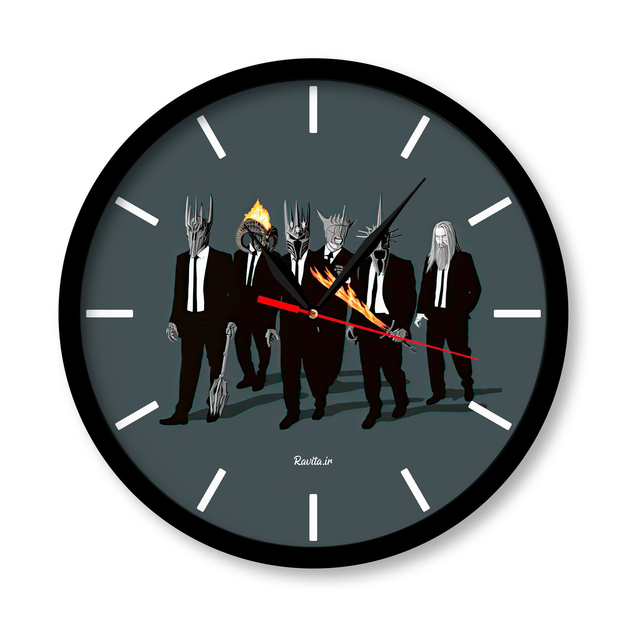 ساعت دیواری راویتا مدل ارباب حلقه ها کد 3330  در رنگ های مشکی و سفید 