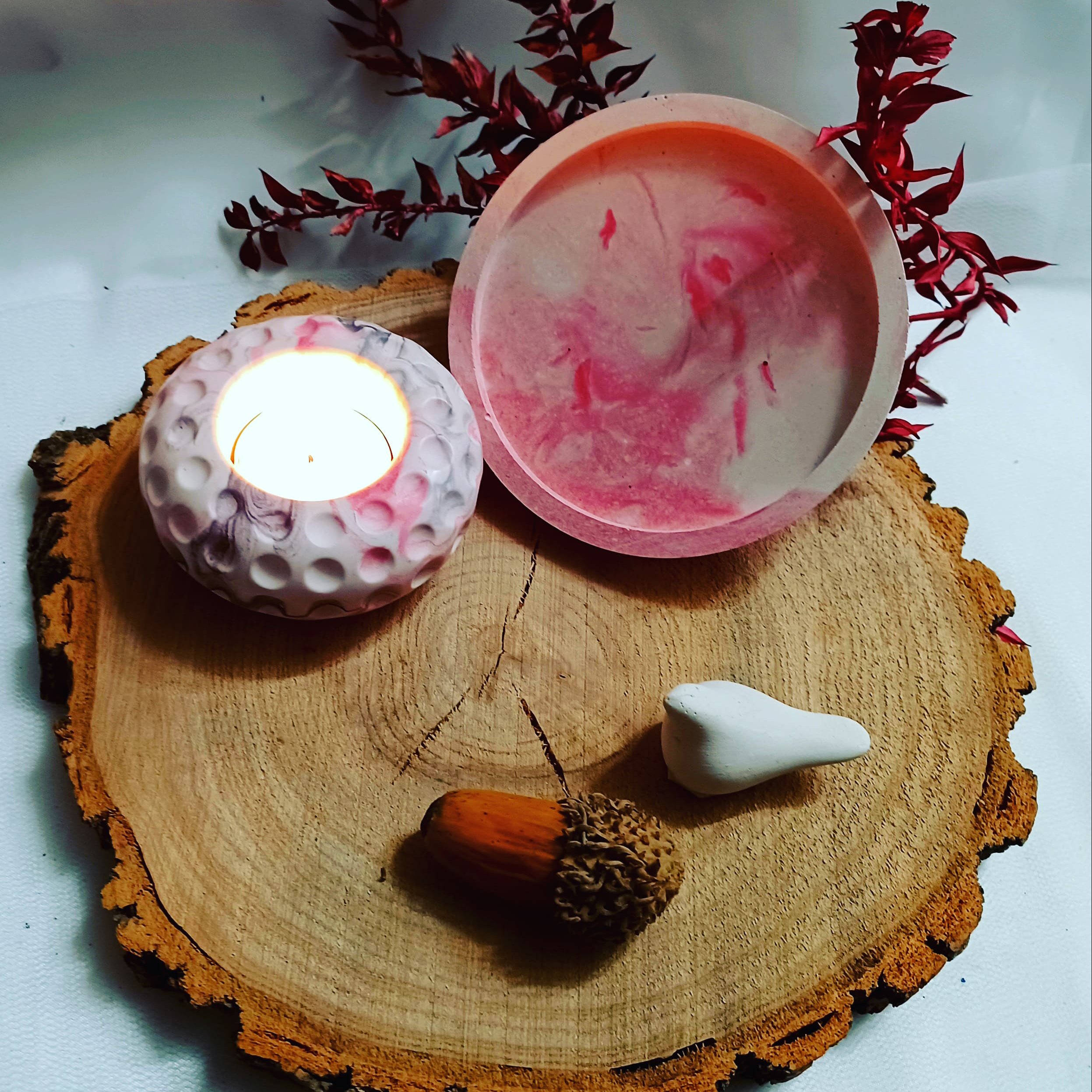  اکسسوری طرح سنگ زیر لیوانی.ظرف اکسسوری.ظرف هفت‌سین بتنی