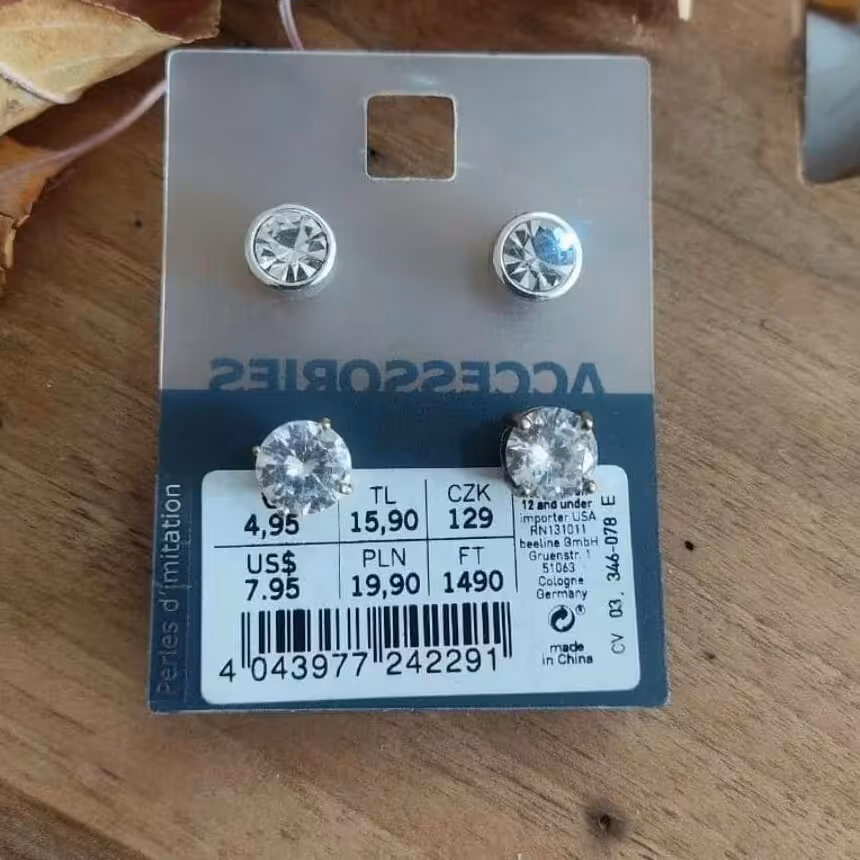 پک گوشواره نگین زیر کونیم (الماس مصنوعی)ضد حساسیت رنگ ثابت 