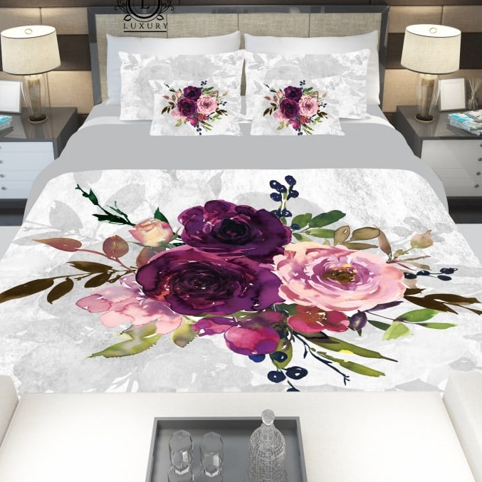 سرویس  روتختی دونفره 8تکه چاپی قابل ست با پرده با انتخاب جنس پارچه کد 1141