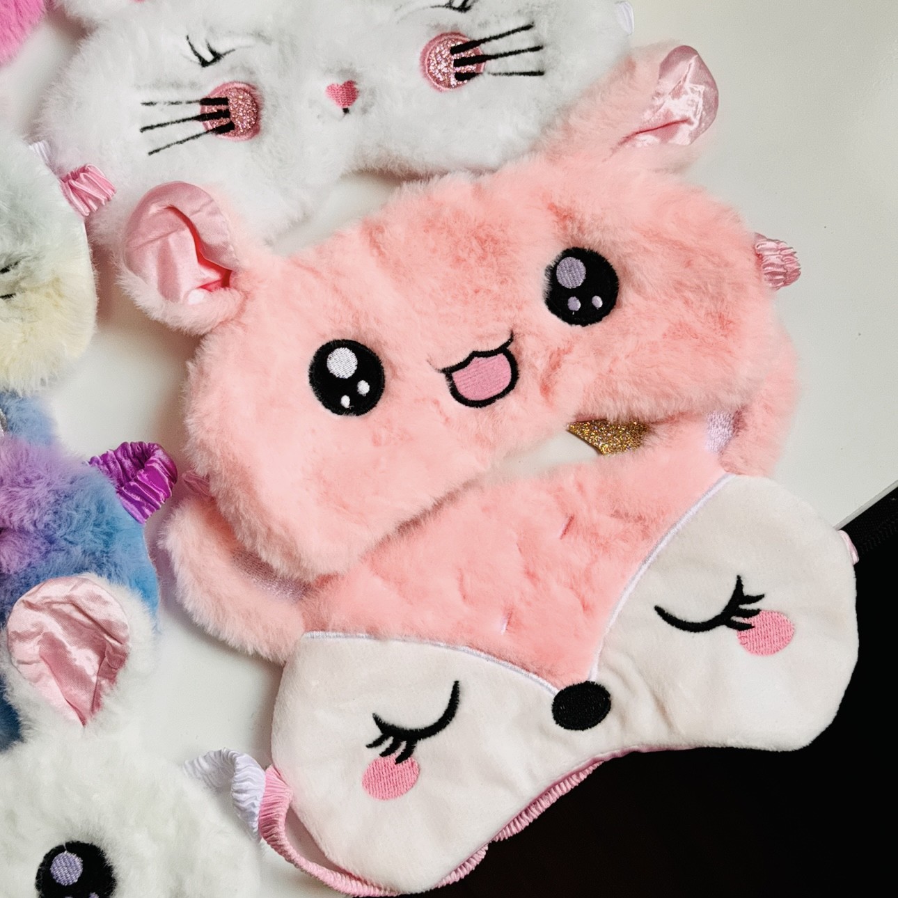 چشم بند پشمالویی یونیکورنی  تدی گرم و نرم مدل پنبه ای طرح  فانتزی کیوت دخترانه چشم بند همراه اشانتیون کمپرس  